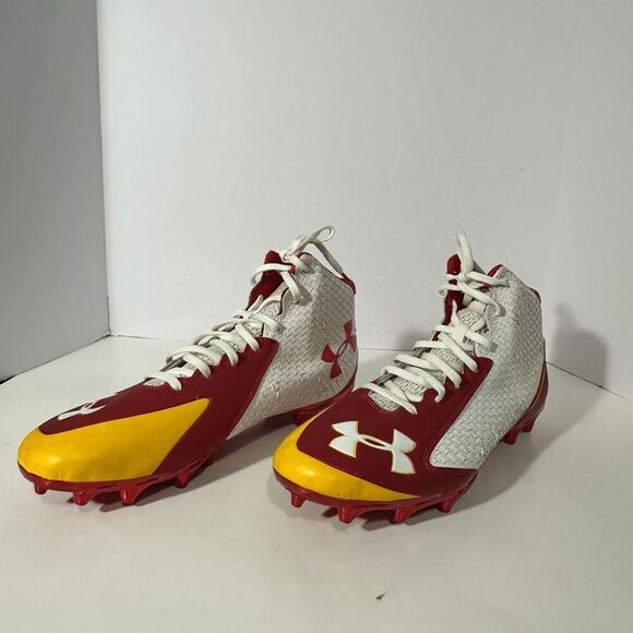 Under Armour Highlight 2 MC Knit Men’s Football Cleats Red, White, & Yellow Colo - Picture 9 of 15